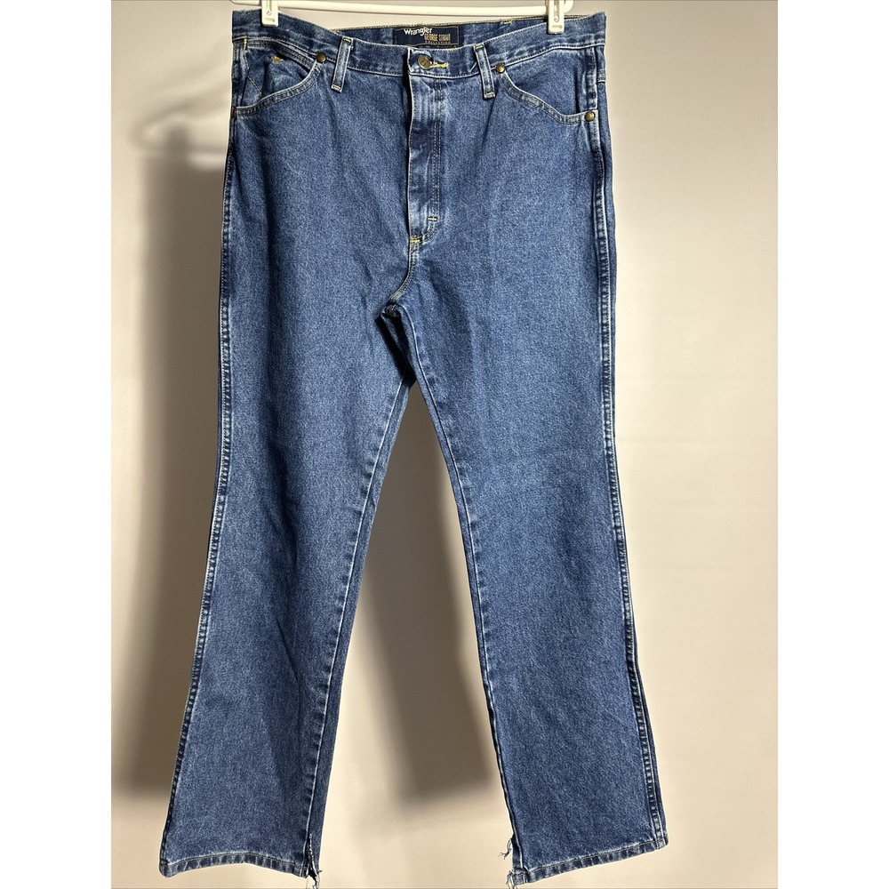 WRANGLER Men’s 35 x 32 George Strait Cowboy Cut Blue Denim Pants Jeans